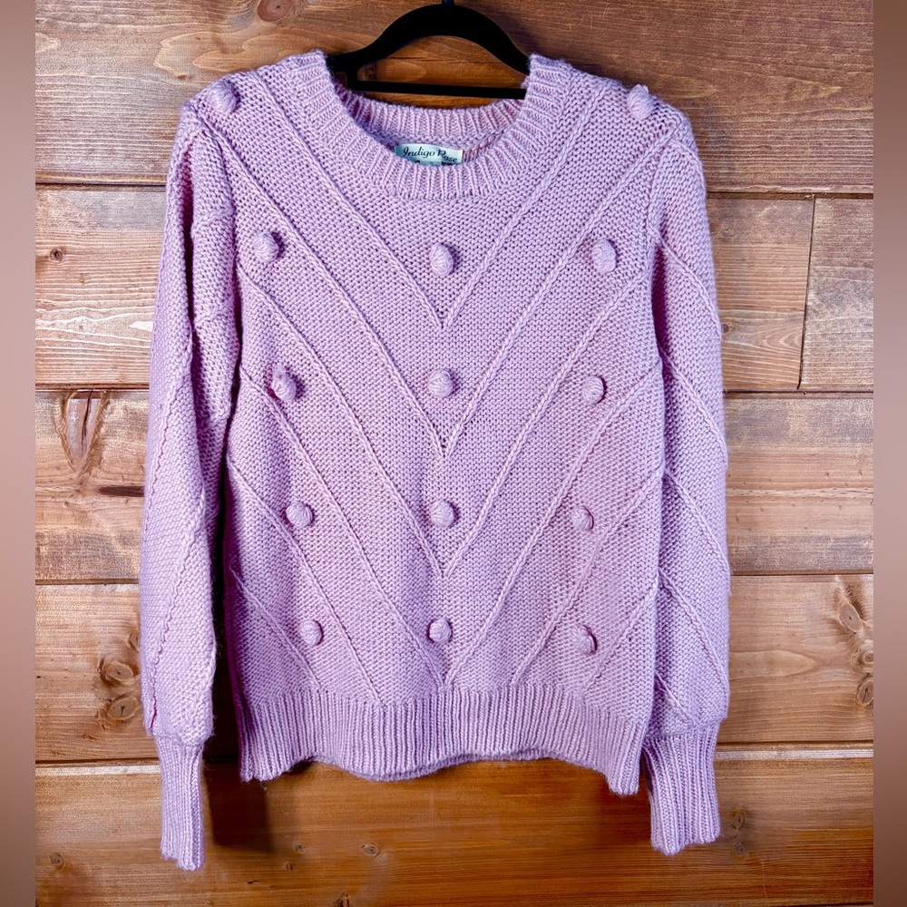 Lavender Knit Sweater with Textured Design